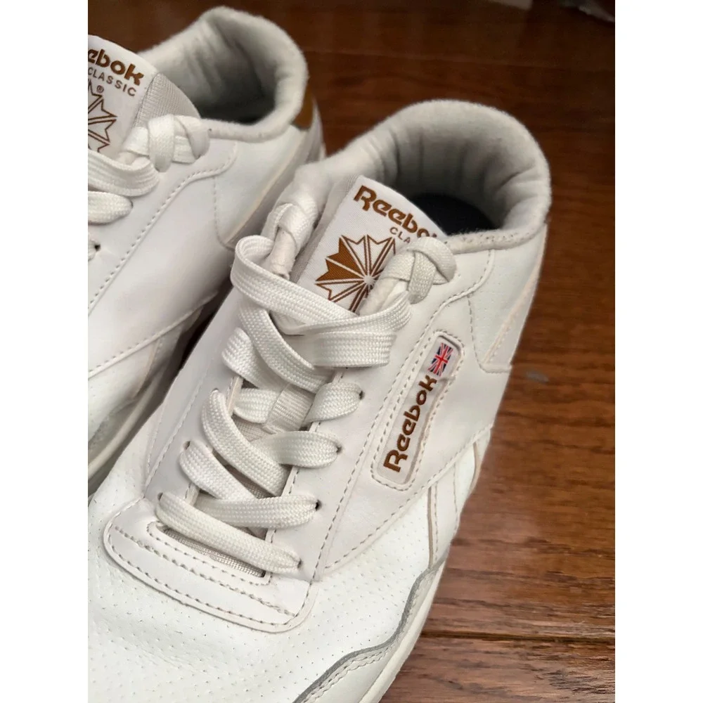 Reebok Classic Techque T Mens White Tan Gum Leather Sneakers GY6445 Size 9‎